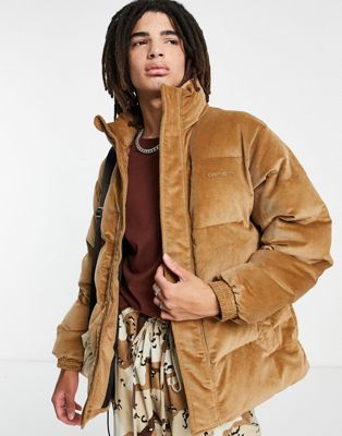Carhartt WIP layton corduroy puffer jacket in brown