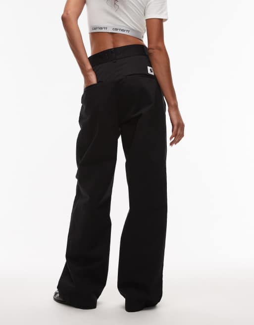 Carhartt WIP – Leola – Czarne spodnie z szerokimi nogawkami, 3 z 5