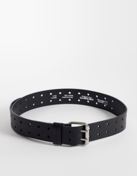 Carhartt WIP - Leren riem met dubbele tekst in zwart - view 1