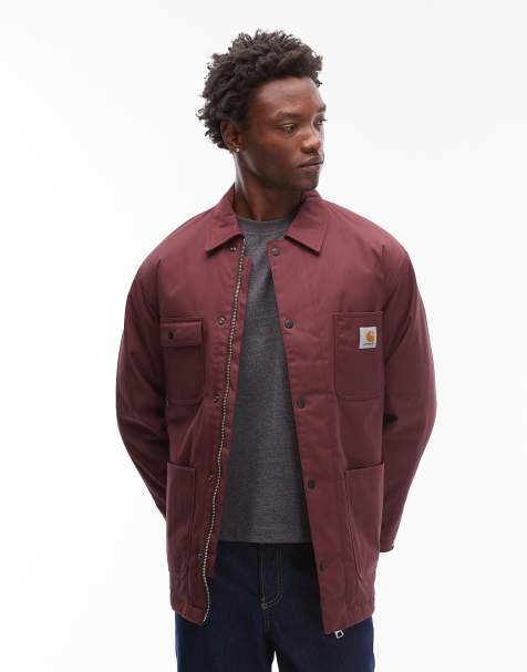 Carhartt WIP leroy water resistant chore coat in dark red - view 1