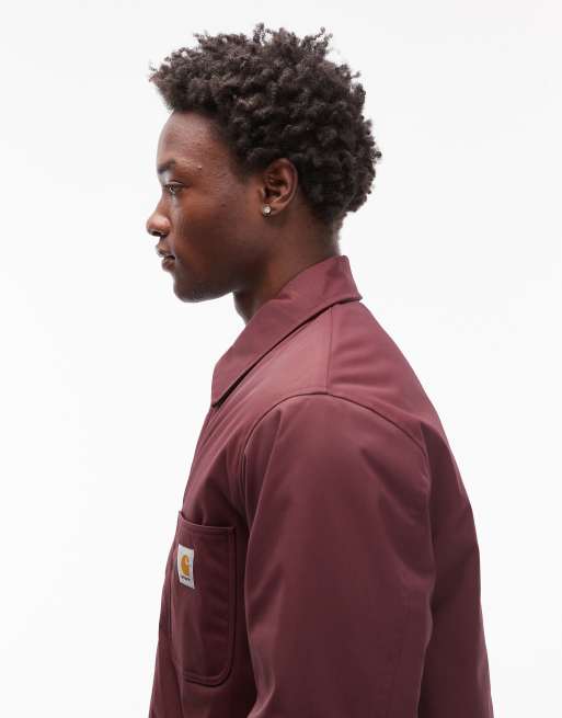 Carhartt WIP leroy water resistant chore coat in dark red, 4 of 5