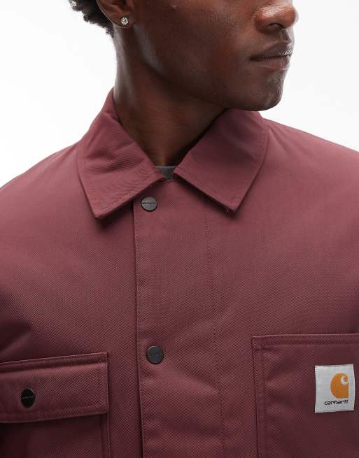 Carhartt WIP leroy water resistant chore coat in dark red | ASOS