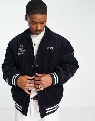 Carhartt WIP letterman corduroy jacket in navy