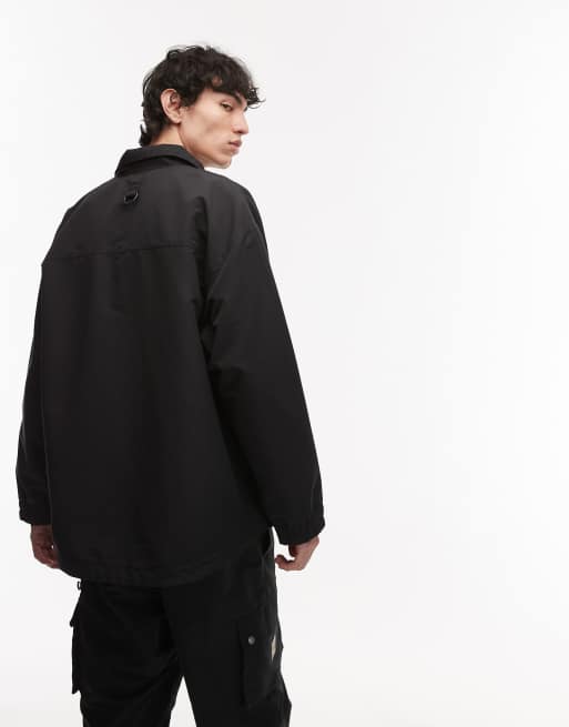 Carhartt WIP liam utility overshirt in black, 3 of 4