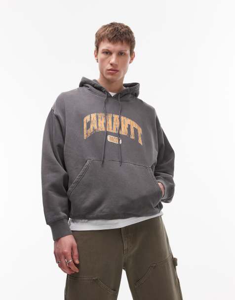 Carhartt WIP - Library - Felpa con cappuccio nero slavato con grafica - view 1