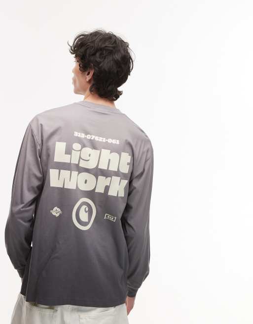 Carhartt WIP light work graphic long sleeve t-shirt in beige