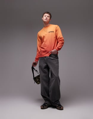 Carhartt Light Work Graphic Long Sleeve T-shirt In Orange