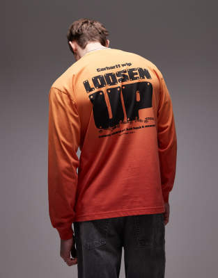 Carhartt WIP - Light Work - Orange T-shirt med lange ærmer og grafik - view 1