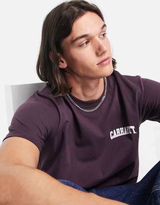 Carhartt WIP – Lila t-shirt i collegestil, 4 av 4