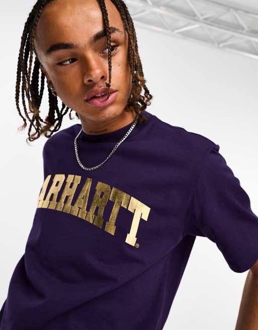 Carhartt WIP – Lila t-shirt i collegestil, 4 av 4