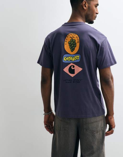 Carhartt WIP – Lila t-shirt med staplat vindruvstryck, 3 av 5