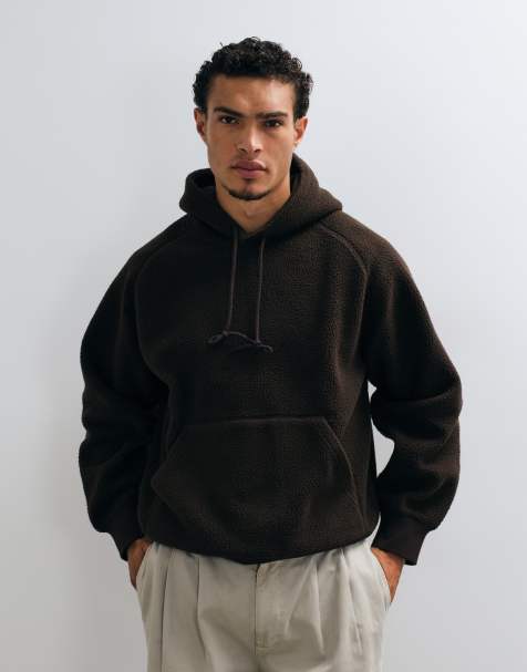 Carhartt WIP Limn felpa in pile con cappuccio marrone scuro - view 1