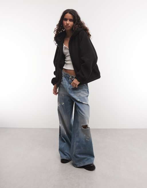 Carhartt WIP Limn fleecejack met ritssluiting in zwart, 3 van 4