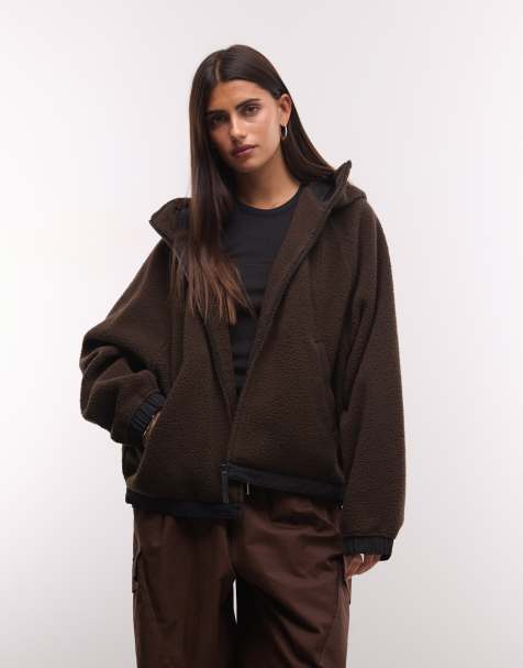 Carhartt WIP Limn fleecejacka med dragkedja i mörkbrunt - view 1
