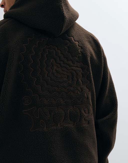 Carhartt WIP Limn hættetrøje i fleece i mørkebrun, 3 af 5