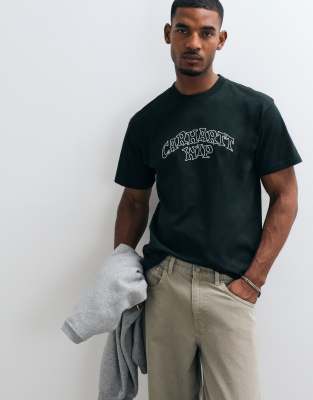 Carhartt WIP Limn Script graffiti style logo t-shirt in dark green