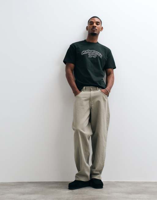 Carhartt WIP Limn Script graffiti style logo t-shirt in dark green, 2 of 5