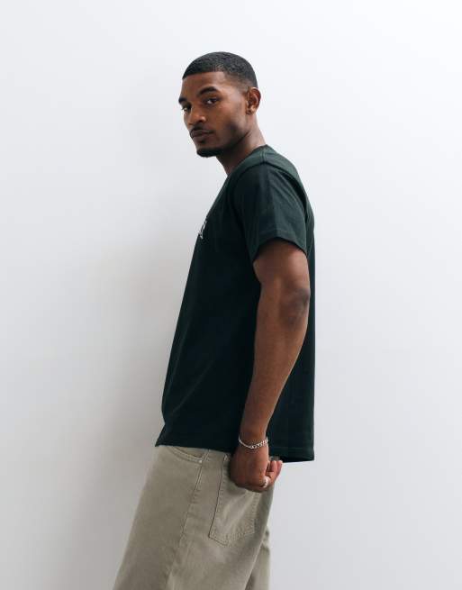 Carhartt WIP Limn Script graffiti style logo t-shirt in dark green, 4 of 5