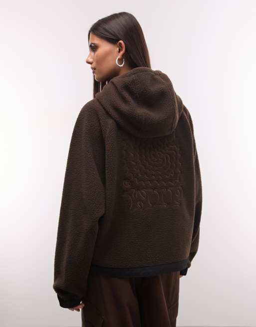 Carhartt WIP Limn zip-through fleece jacket in dark brown, 4 of 4