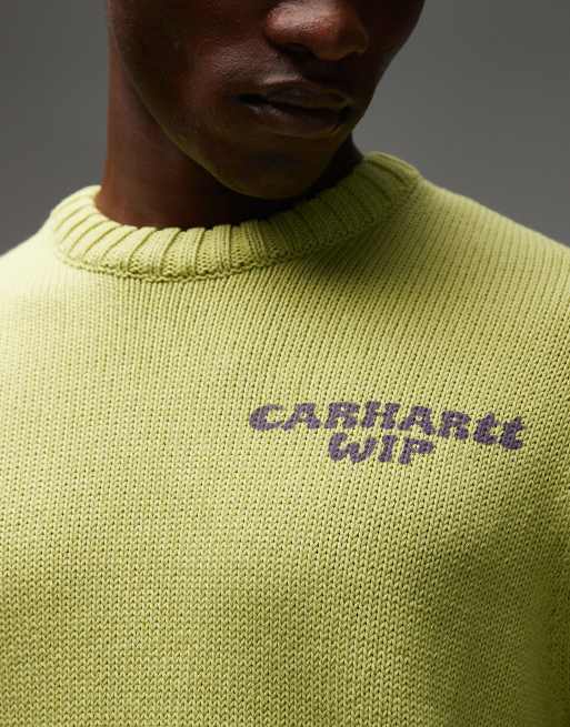 Carhartt WIP – Limonkowy sweter z motywem na plecach, 5 z 5