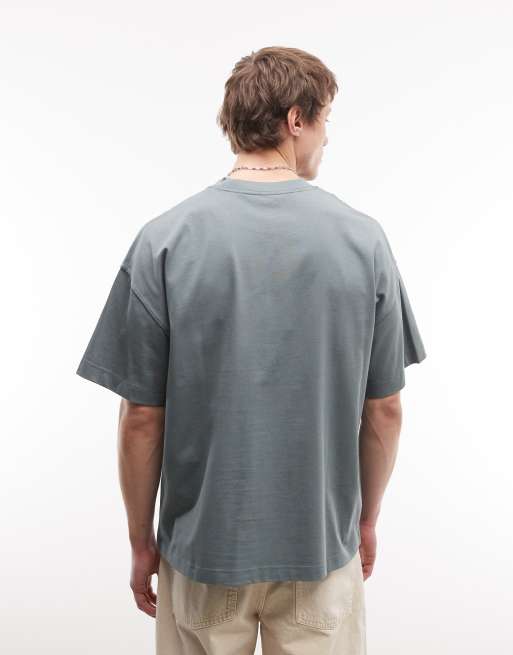Carhartt WIP - Link Script - T-shirt squadrata oversize verde salvia, 4 di 5