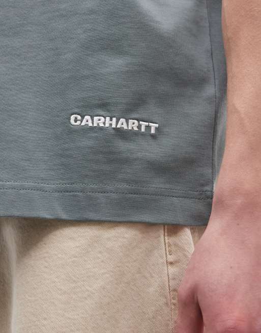 Carhartt WIP - Link Script - T-shirt squadrata oversize verde salvia, 5 di 5
