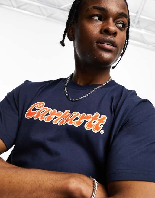 Carhartt WIP liquid script t-shirt in navy