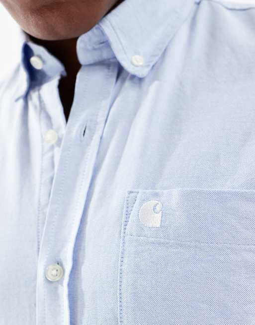 Carhartt WIP – Ljusblå oxfordskjorta med logga, 2 av 4