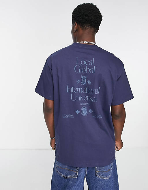 teer nauwelijks vluchtelingen Carhartt WIP local backprint t-shirt in blue | ASOS