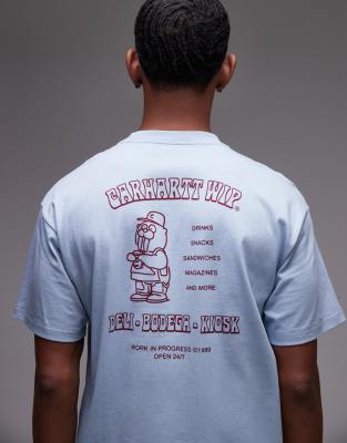 Carhartt WIP - Locker geschnittenes T-Shirt in Blau mit „Sandwich"-Motivprint