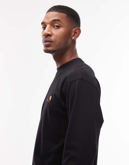 Carhartt WIP long sleeve american script t-shirt in black, 4 of 5