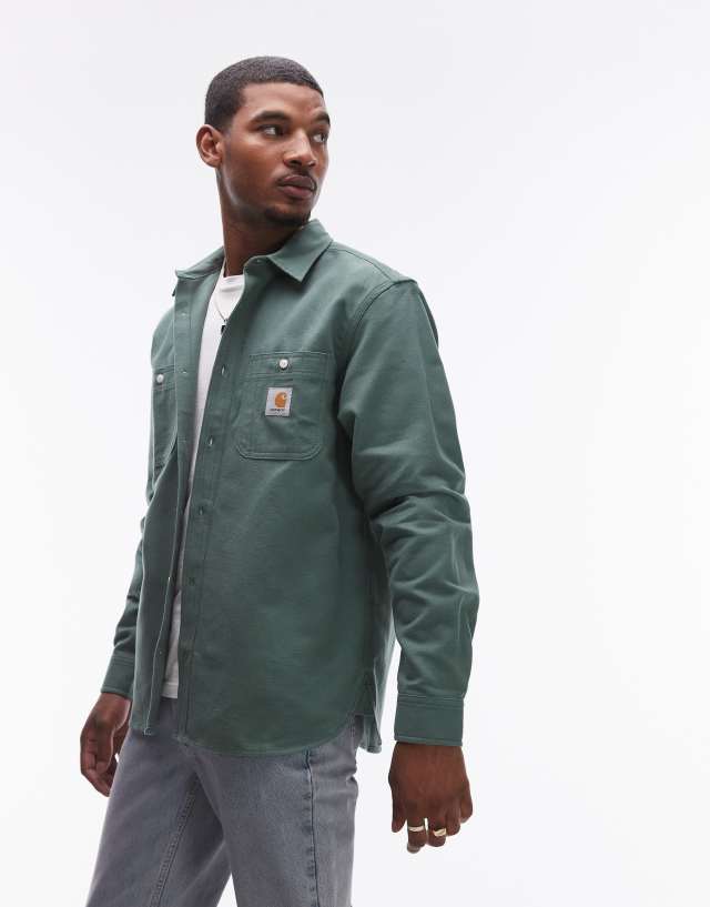 Carhartt WIP long sleeve clink shirt in green | ASOS