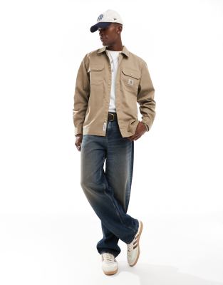 Carhartt WIP Carhartt WIP long sleeve craft shirt in beige-Neutral