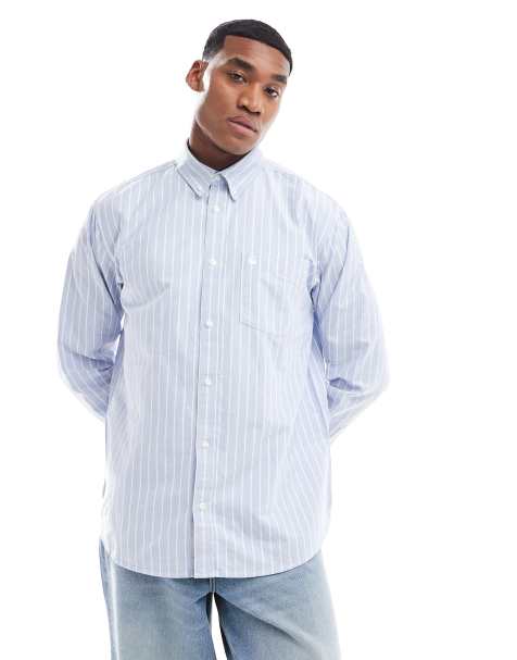 Carhartt WIP long sleeve dowlen stripe shirt in blue - view 1