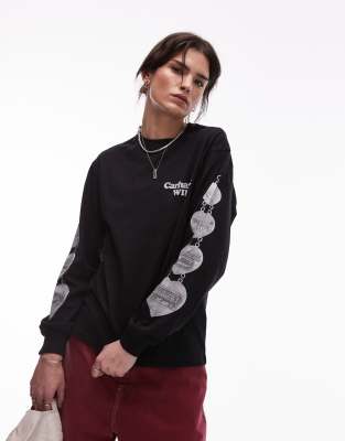 Carhartt Long Sleeve Hartt Chain T-shirt In Black