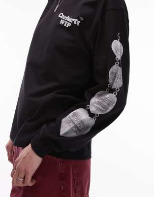 Carhartt Long Sleeve Hartt Chain T-shirt In Black