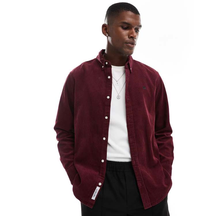 Carhartt WIP long sleeve madison cord shirt in burgundy | ASOS