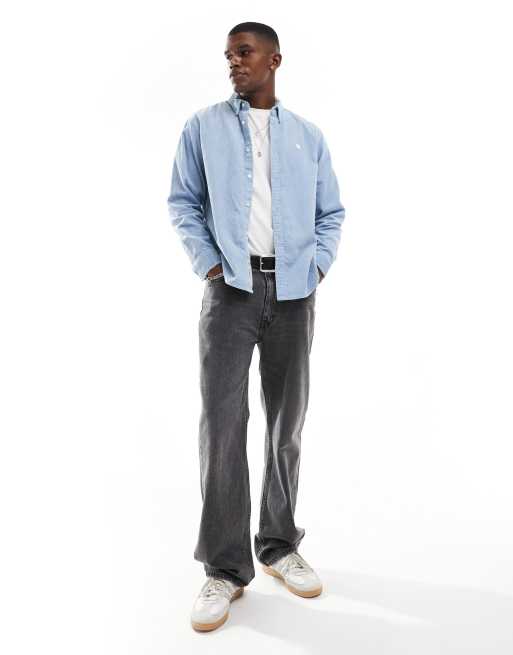 Carhartt WIP long sleeve madison cord shirt in light blue | ASOS