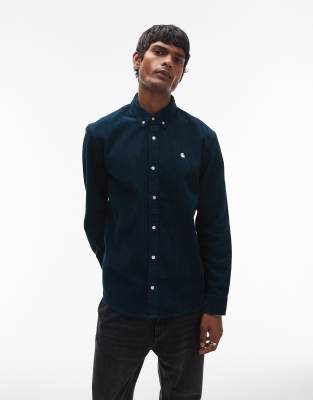 Carhartt WIP Carhartt WIP long sleeve madison cord shirt in teal-Green