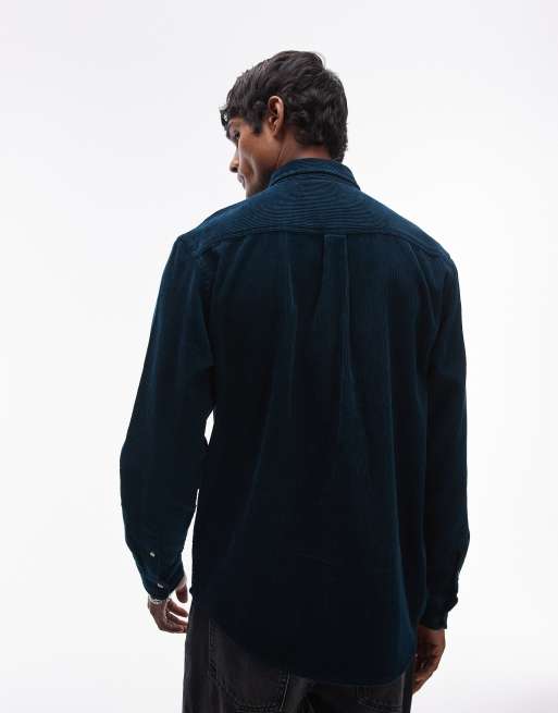 Carhartt WIP long sleeve madison cord shirt in teal | ASOS