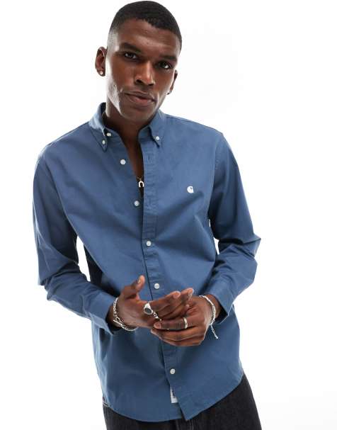 Carhartt WIP long sleeve madison shirt in blue