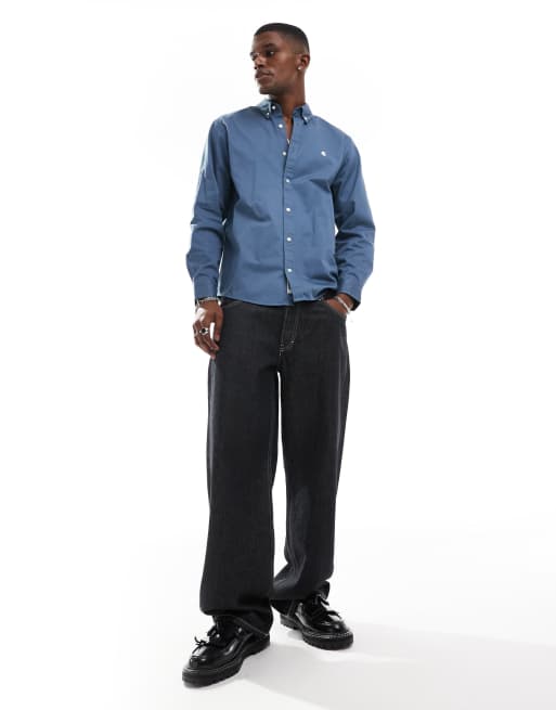 Carhartt WIP long sleeve madison shirt in blue | ASOS