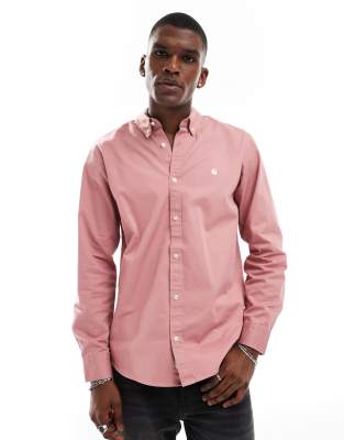 Carhartt WIP long sleeve madison shirt in pink