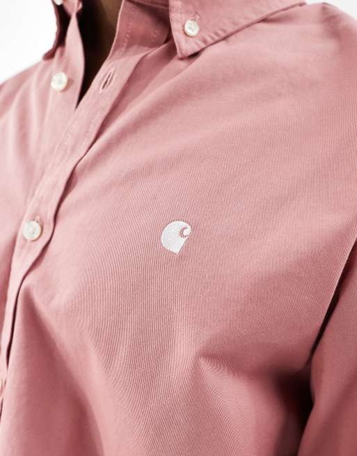 Carhartt WIP long sleeve Madison shirt in pink, 4 of 4