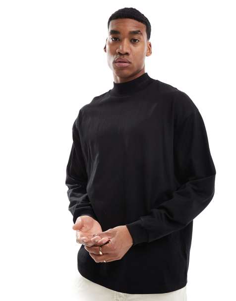 Carhartt WIP long sleeve mock neck script t-shirt in black - view 1