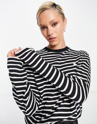 Carhartt WIP long sleeve oversized t-shirt in black white stripe