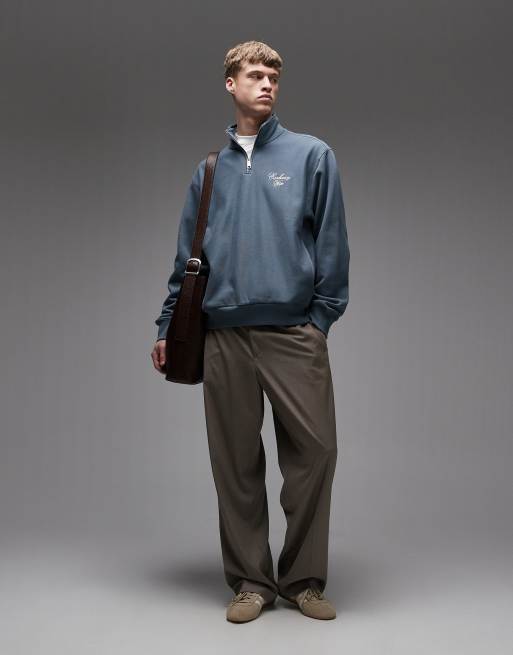 Carhartt WIP longhand half zip sweatshirt in blue, 2 of 5