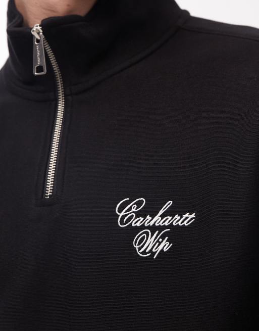 Carhartt WIP - Longhand - Sort sweatshirt med kort lynlås, 4 af 5