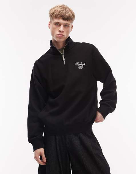Carhartt WIP – Longhand – Svart sweatshirt med halvlång dragkedja - view 1