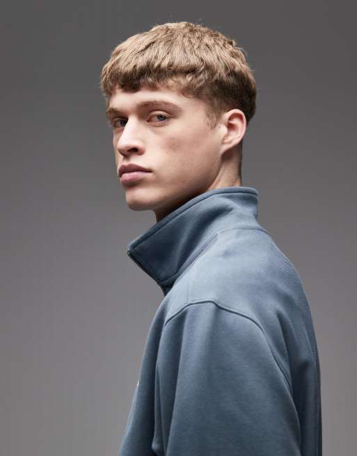 Carhartt WIP – Longhand – Sweatshirt in Blau mit kurzem Reißverschluss, 4 von 5